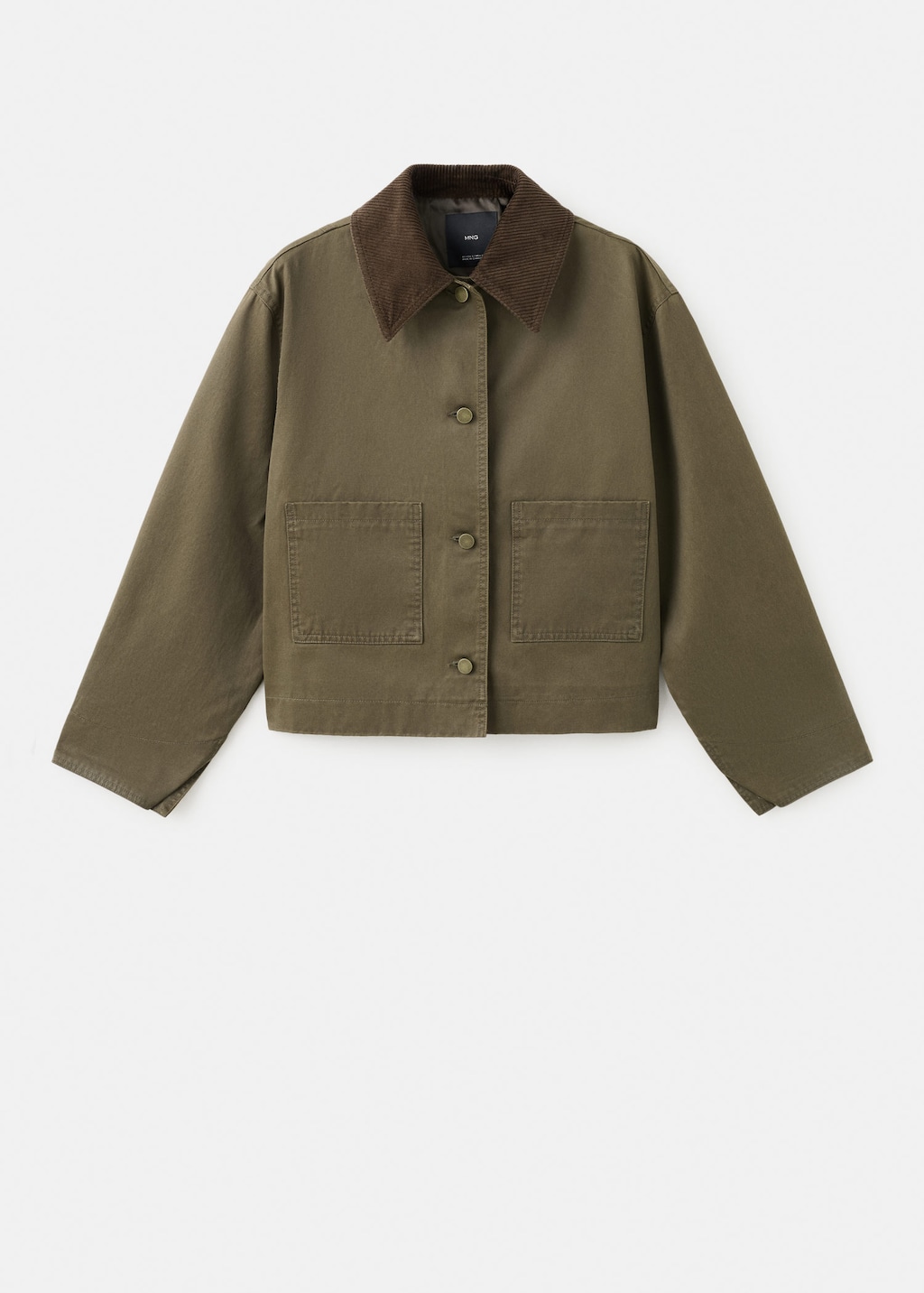 Mango Denim Parka With Contrasting Collar Khaki In Green