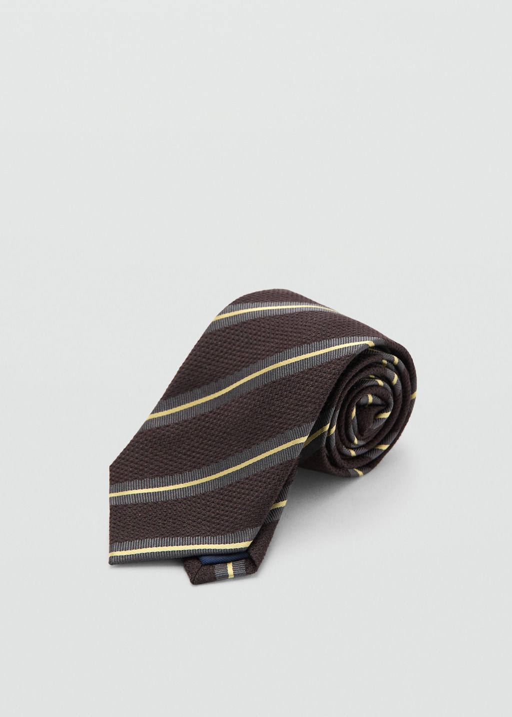 Mango Striped Tie With Combined Patterns Brown