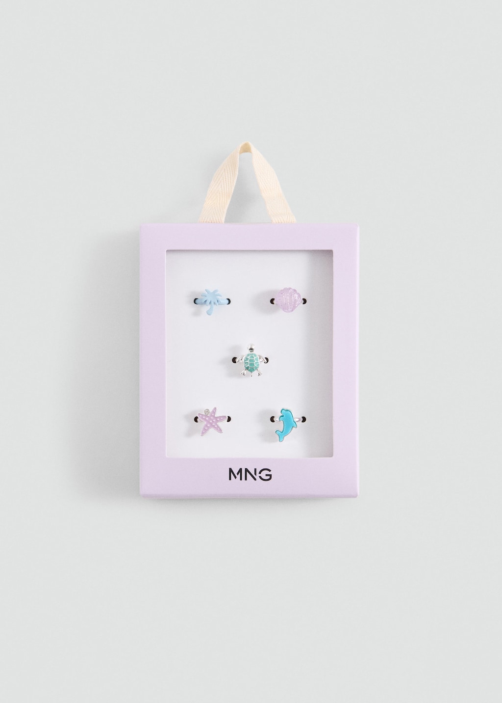 Mango Kids' Pack Of 5 Combined Rings Aqua Green In Multi