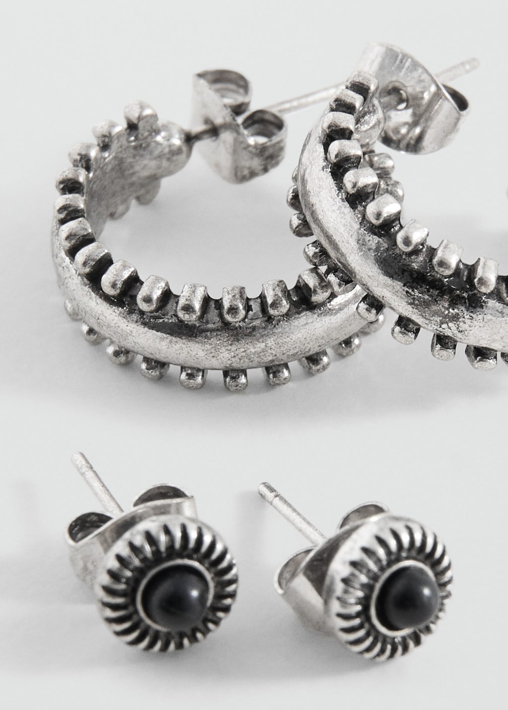 Mango Pack Of Combined Earrings Silver In Nude