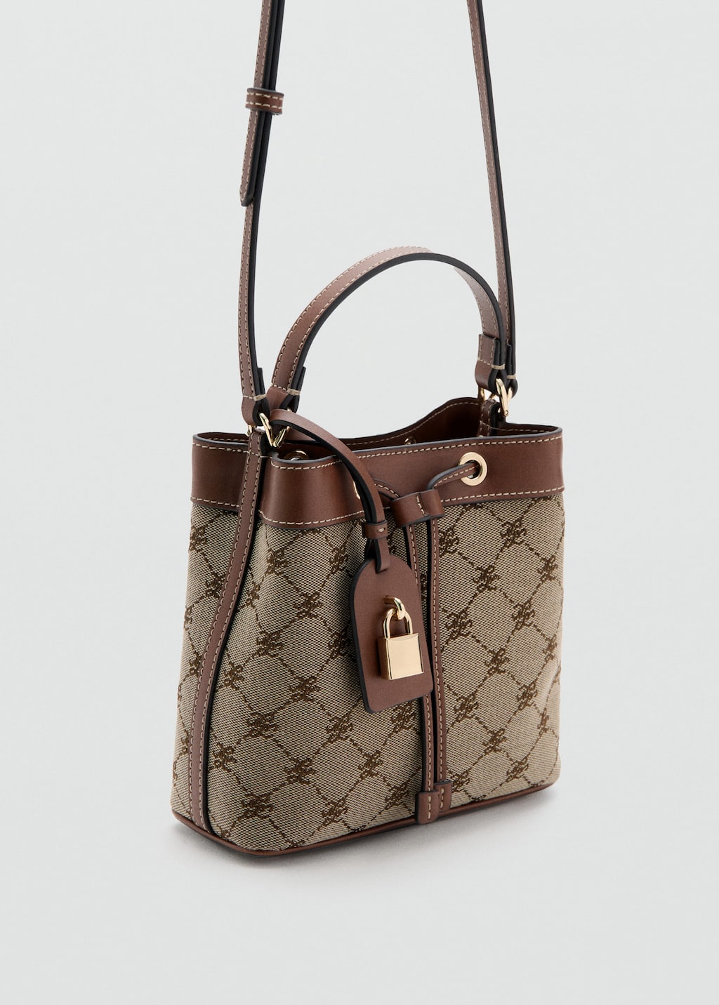 Mango Sac Seau Avec Logo Jacquard Marron Moyen - Femme - Taille Unique -  In Brown