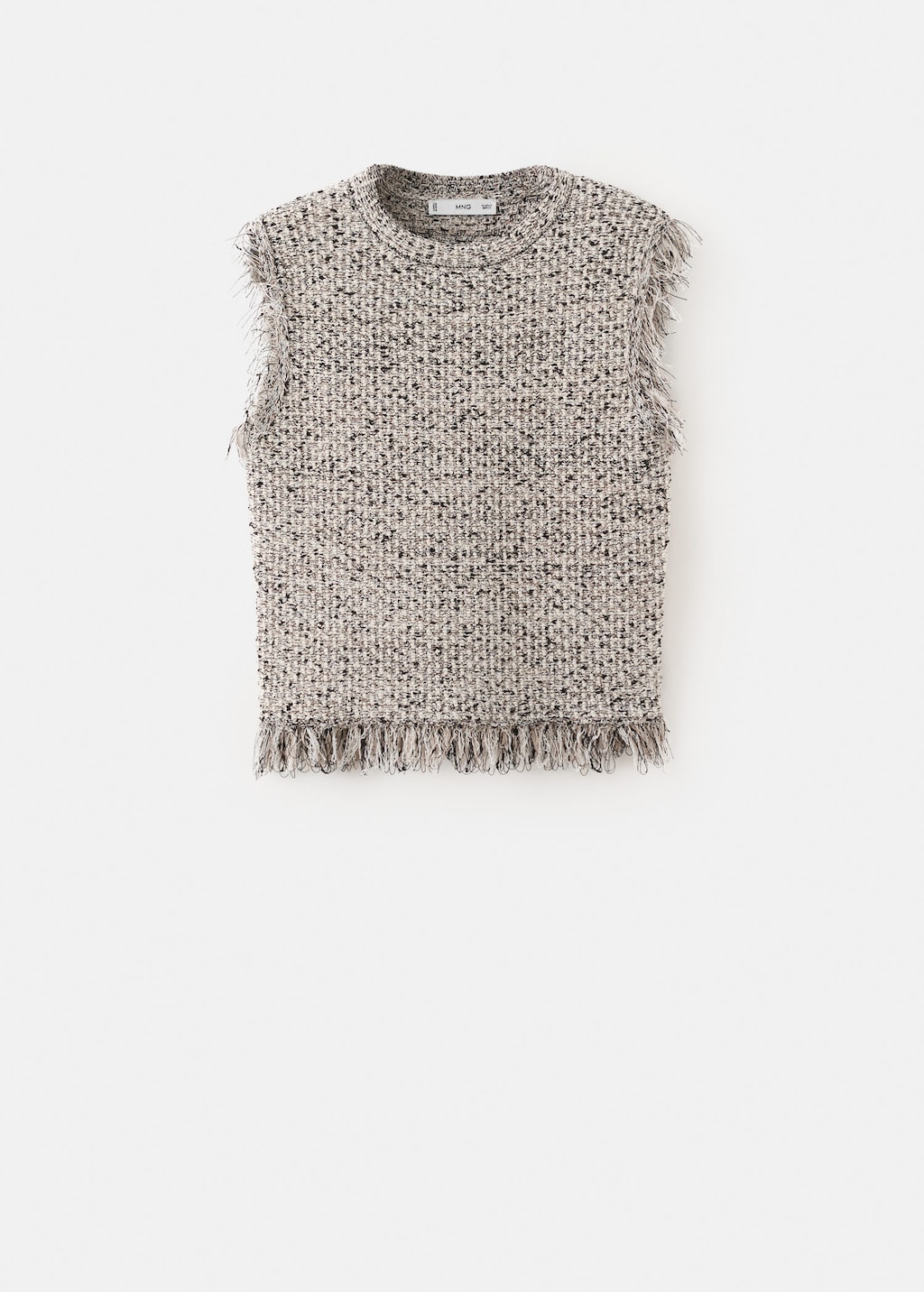 Mango Fringe Trim Top Black In Gray