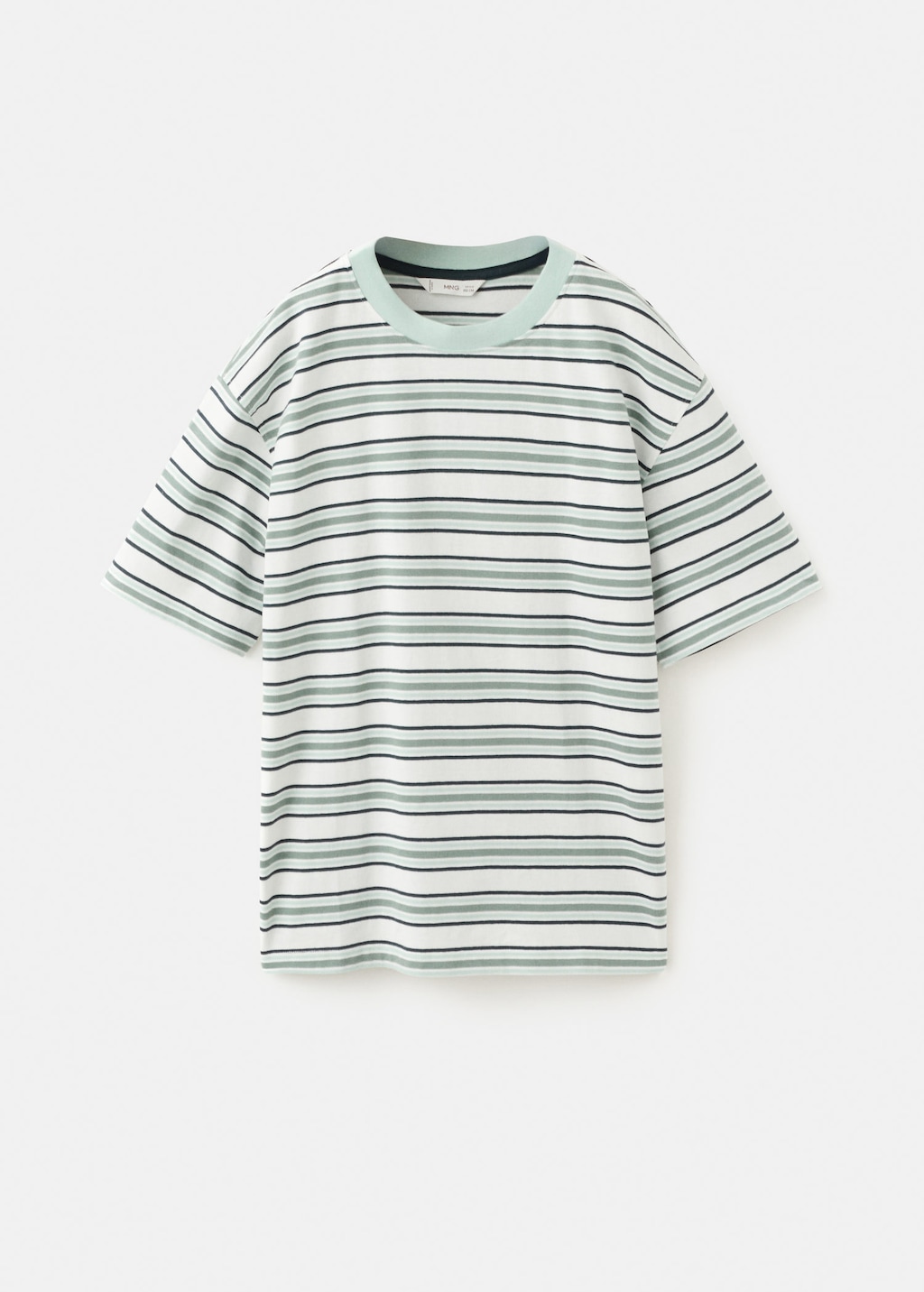Mango Kids' Striped Cotton T-shirt Aqua Green