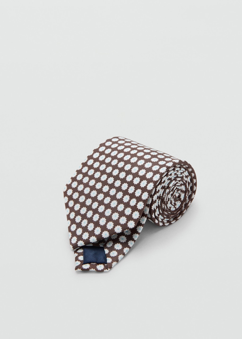 Mango Floral-print 100% Silk Tie In Brown