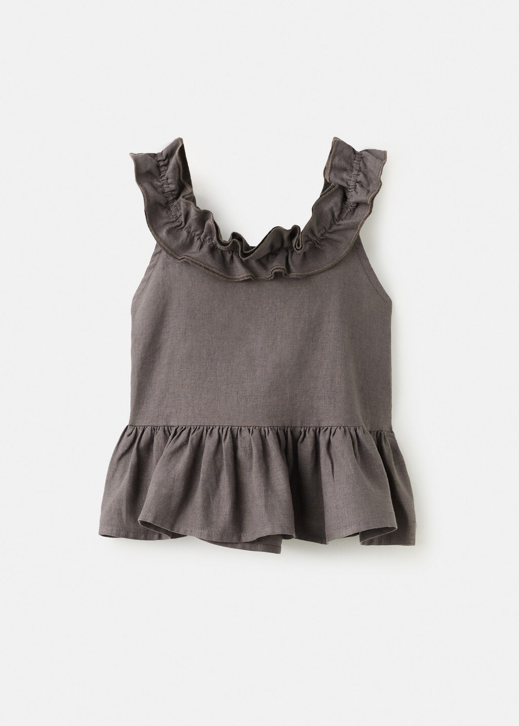 Mango Top En Lin Mélangé À Volants Chocolat - Enfants - 12 -  Kids In Brown