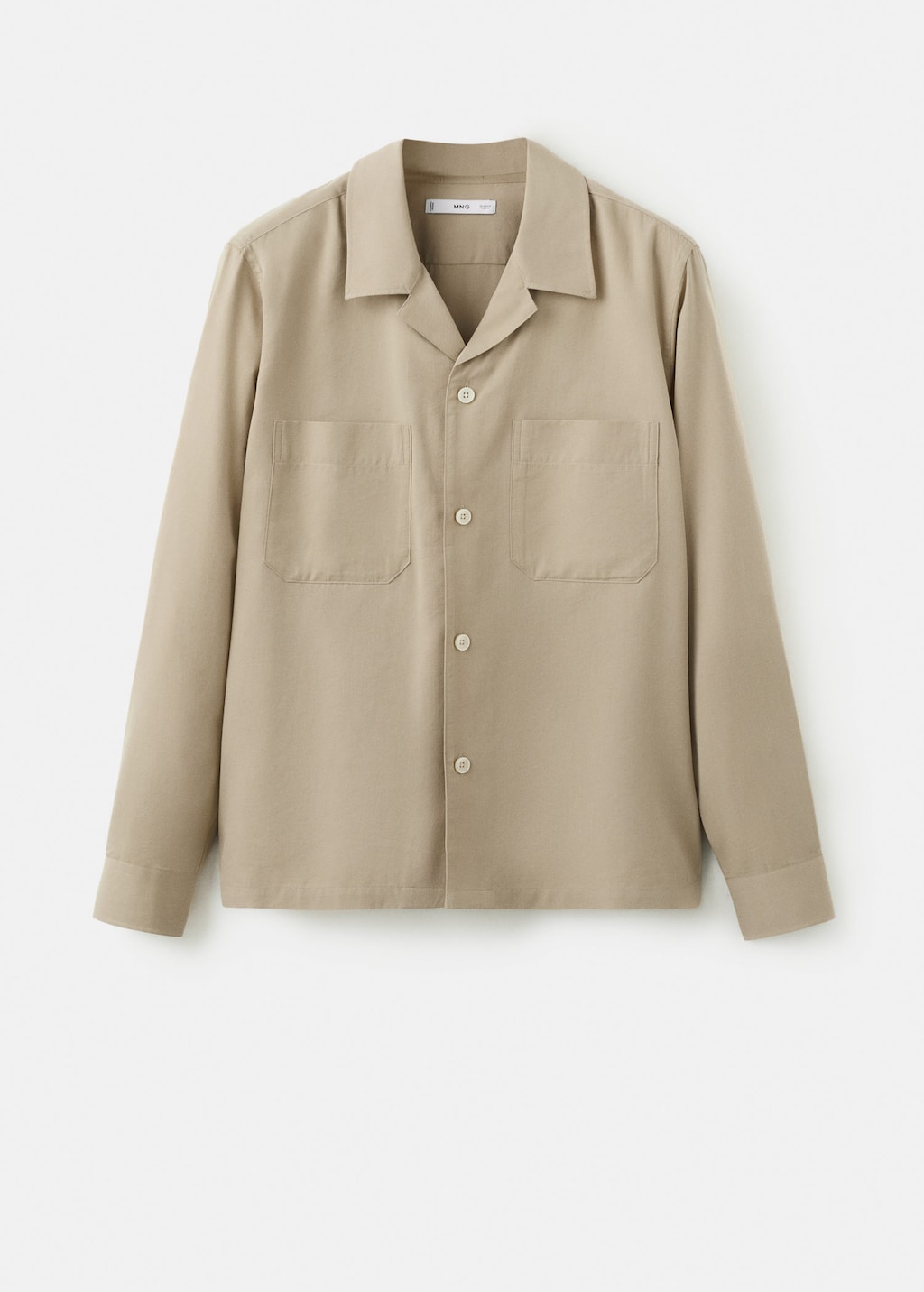 Mango Cotton Overshirt With Bowling Collar In Beige