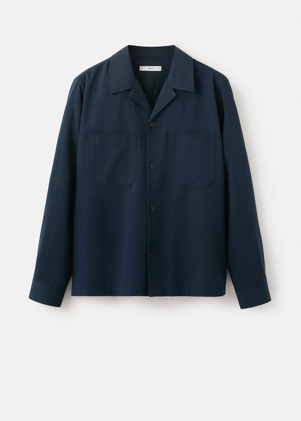 Mango Cotton Overshirt With Bowling Collar In Navy