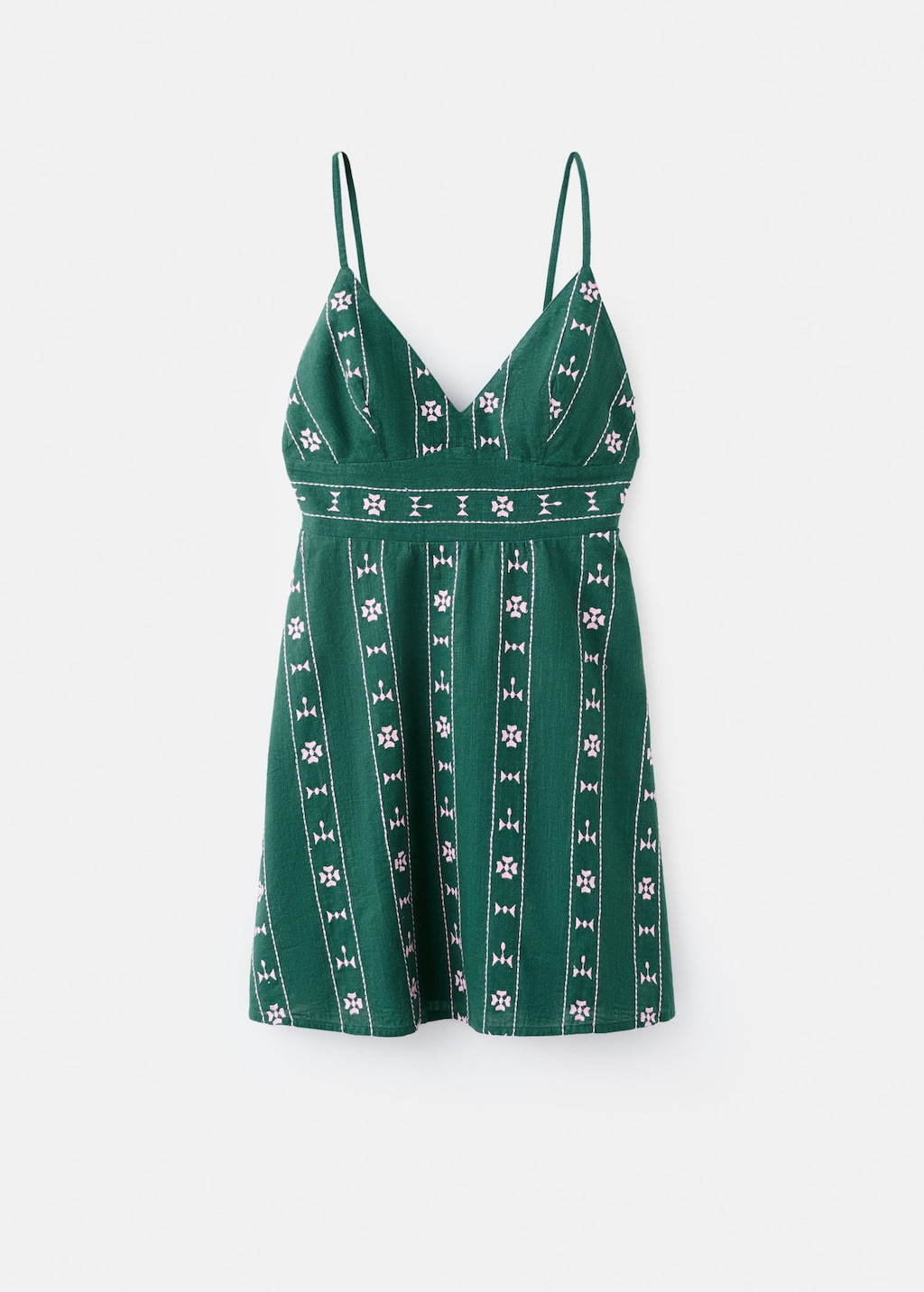 Mango Robe Brodée Dos Nu Vert - Fille - M -  Teen In Green