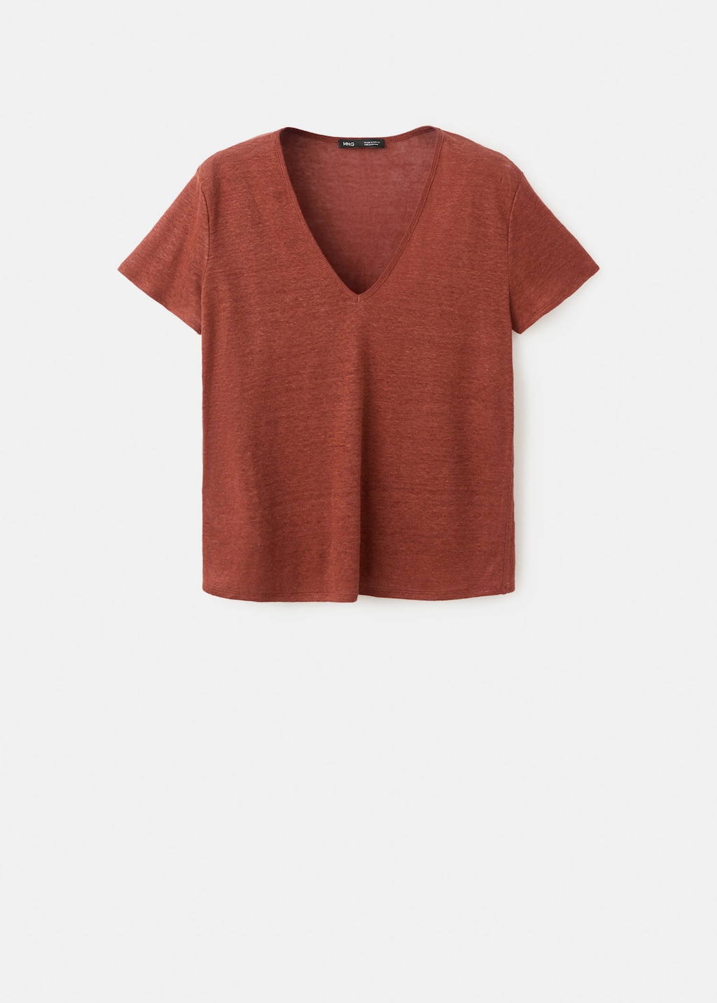 Mango T-shirt Linito Russet In Brown