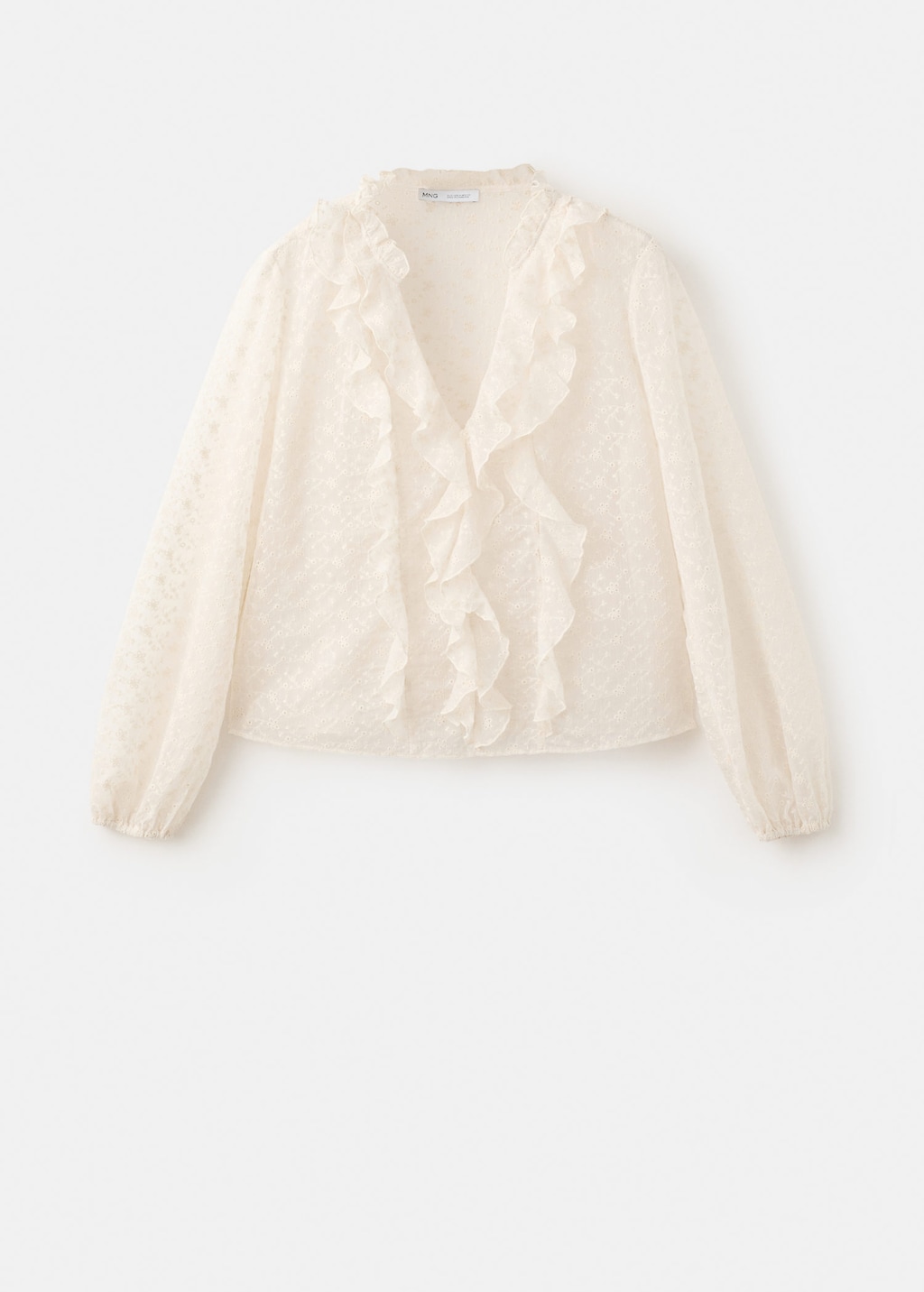 Mango Blouse Brodée Volants Écru - Femme - L -  In Sand