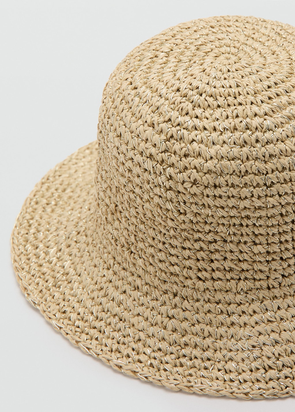 Mango Lurex Natural-fiber Bucket Hat In Beige