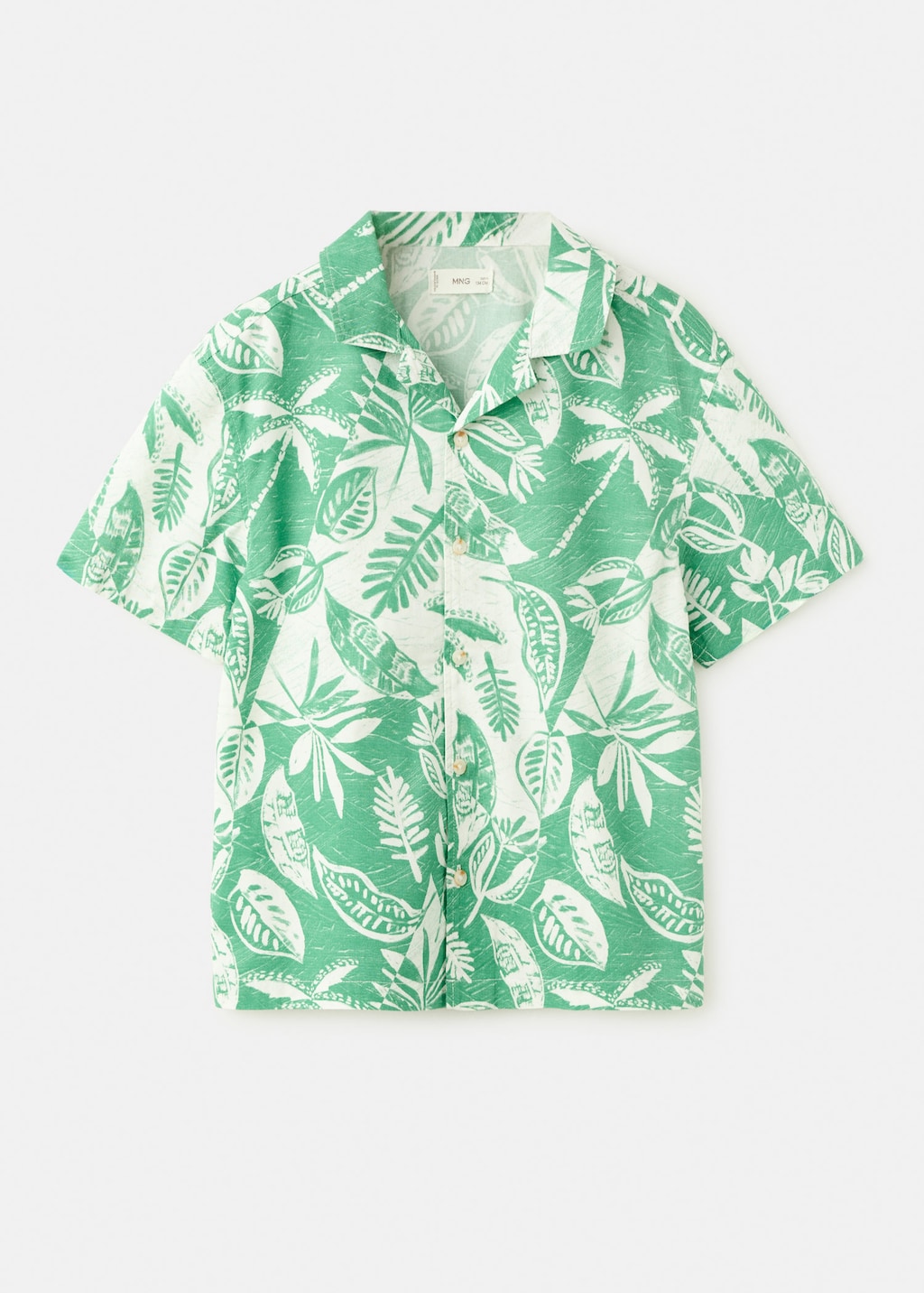Mango Kids' Floral-print Cotton Shirt In Green