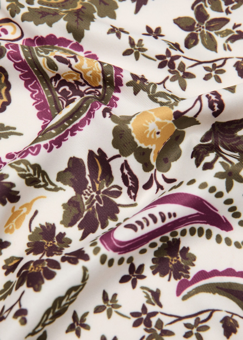 Mango Paisley Satin Scarf Khaki In Brown