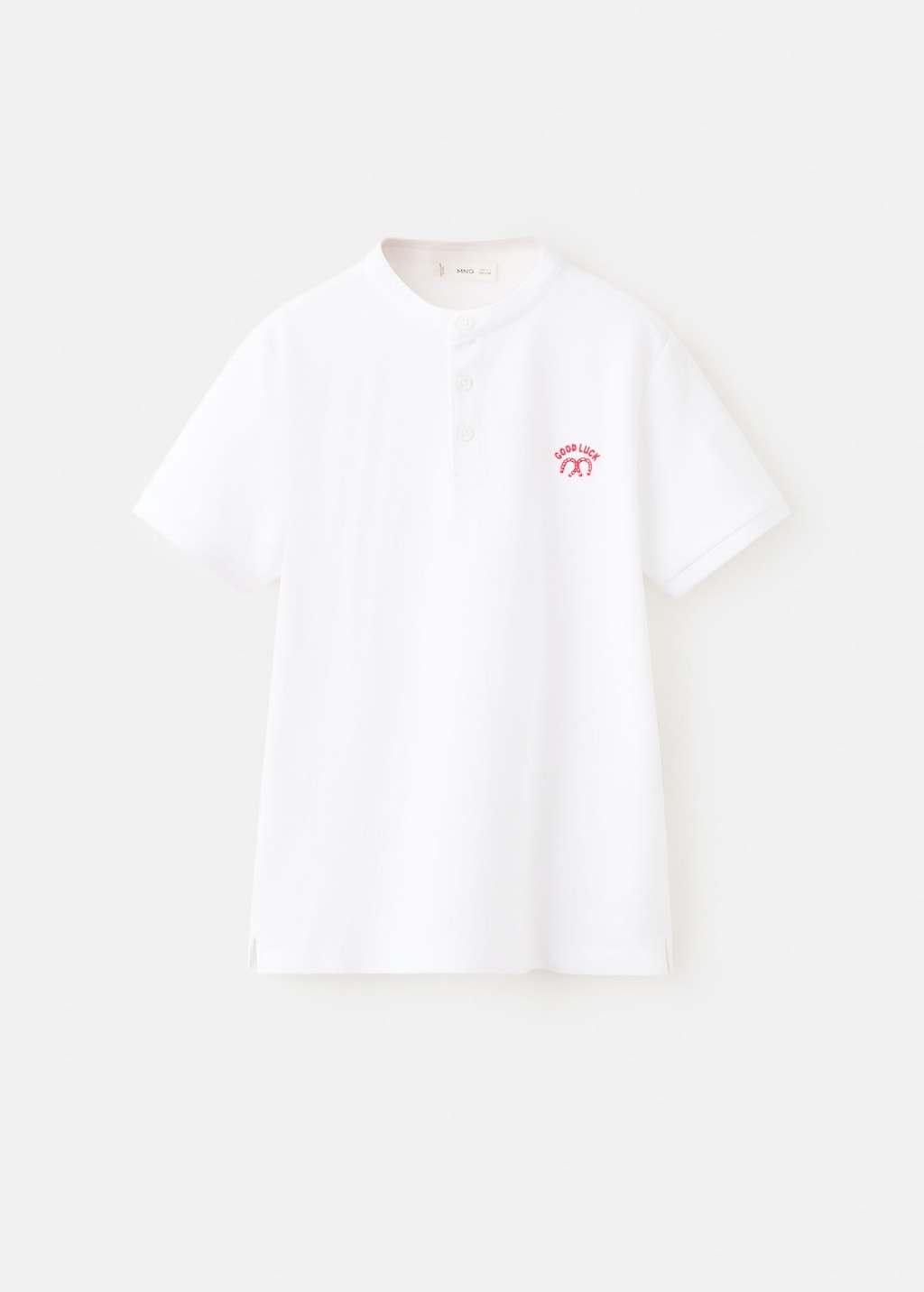 Mango Kids' Printed Cotton Polo Shirt White