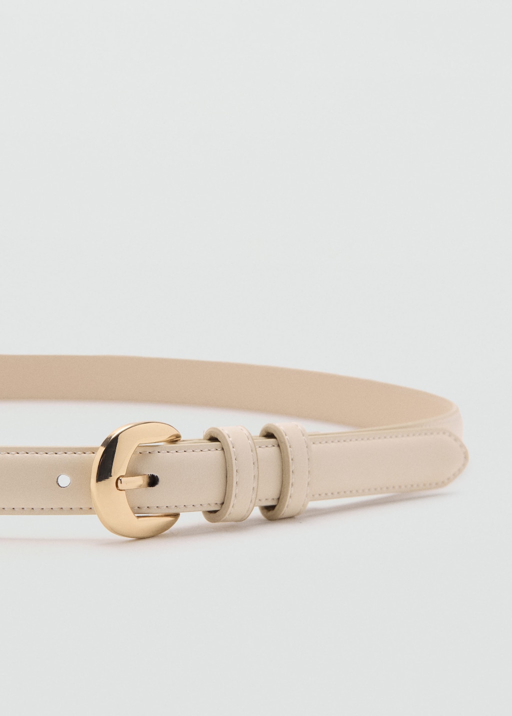 Mango Buckle Skinny Belt Ecru In Neutral