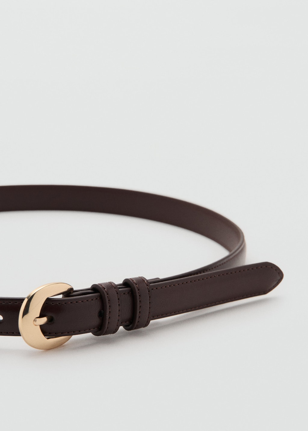 Mango Buckle Skinny Belt Chocolate In Brown