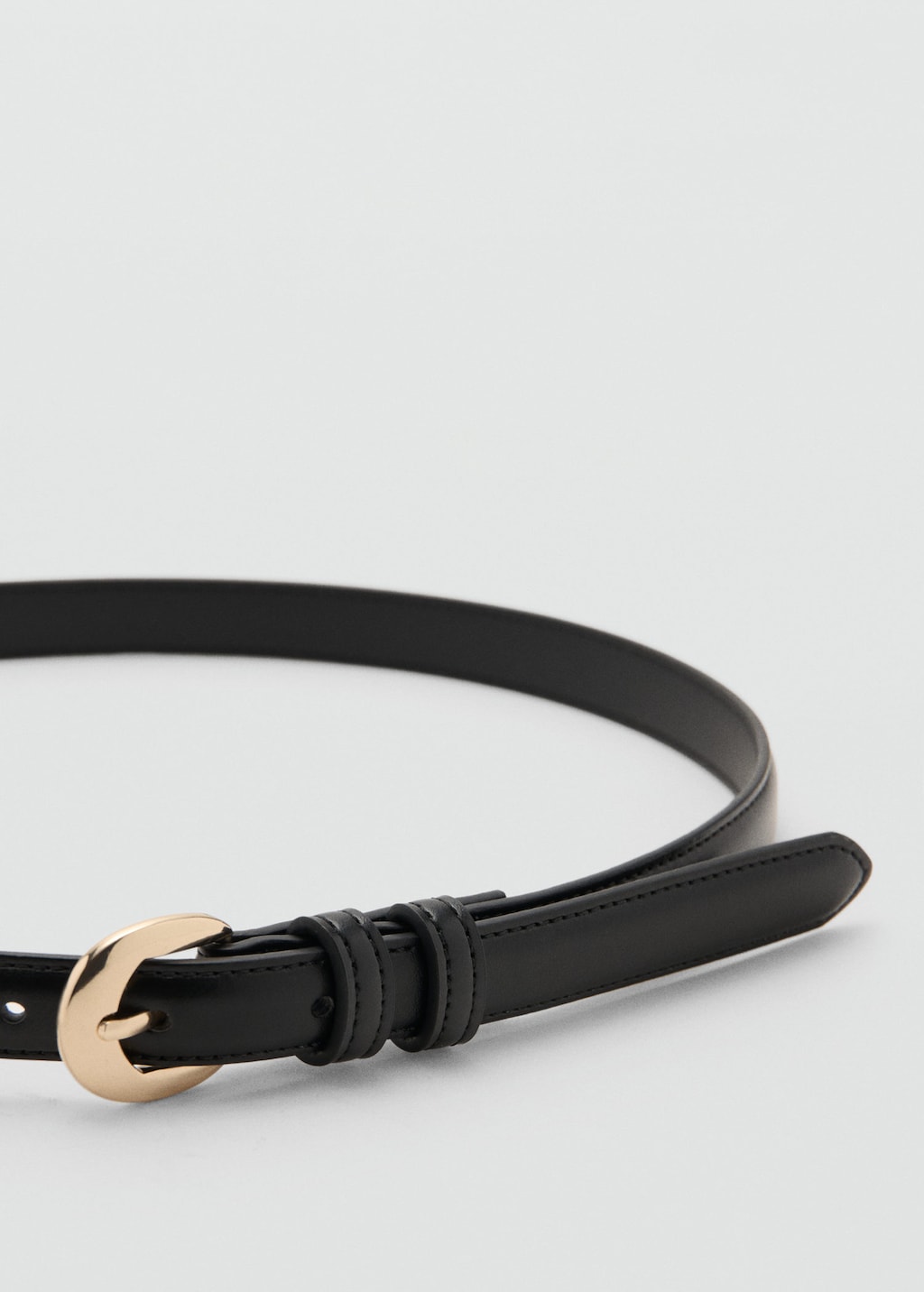 Mango Buckle Skinny Belt Black In Blue