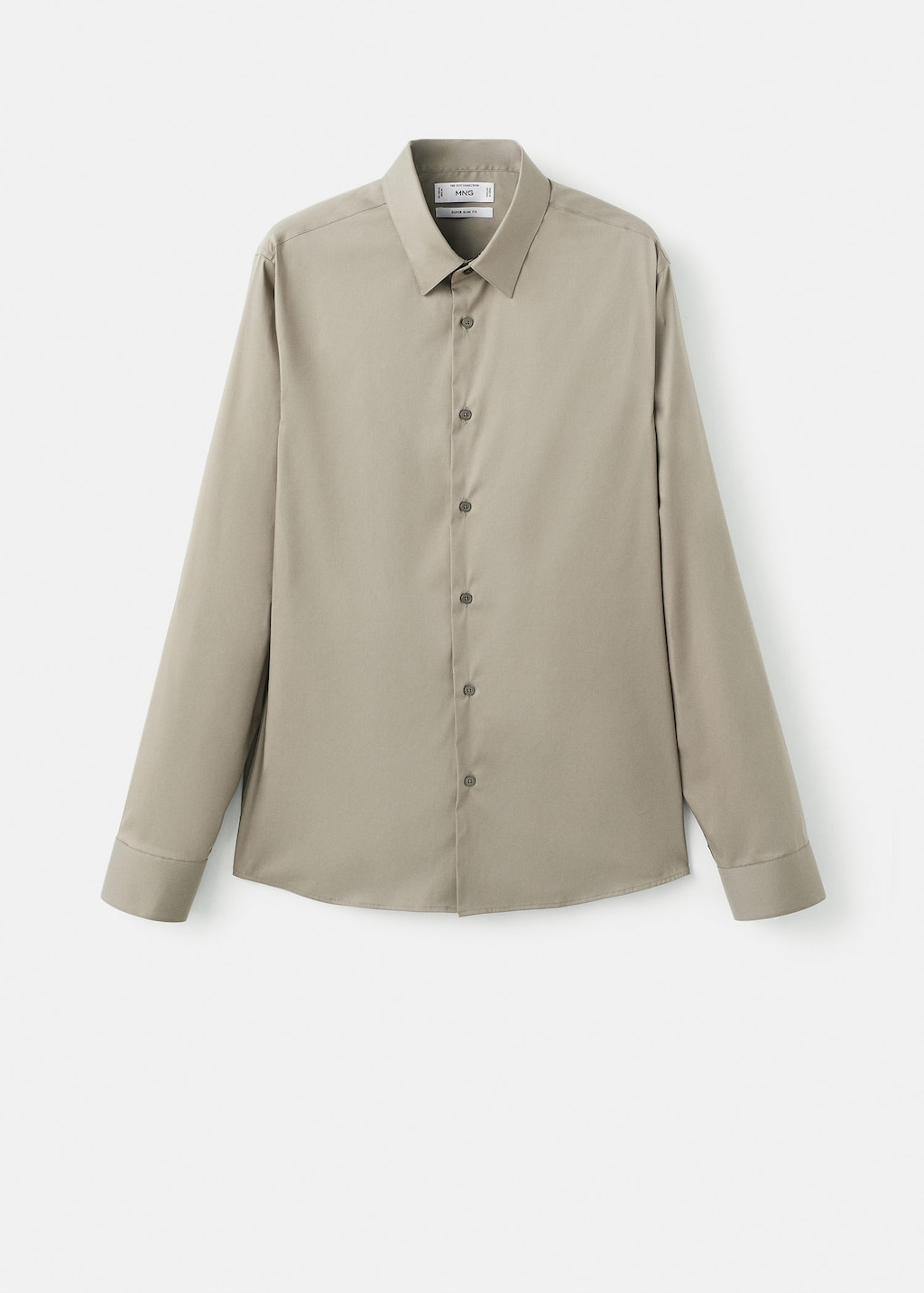 Mango Man Slim Fit Cotton Suit Shirt Brown In Gray