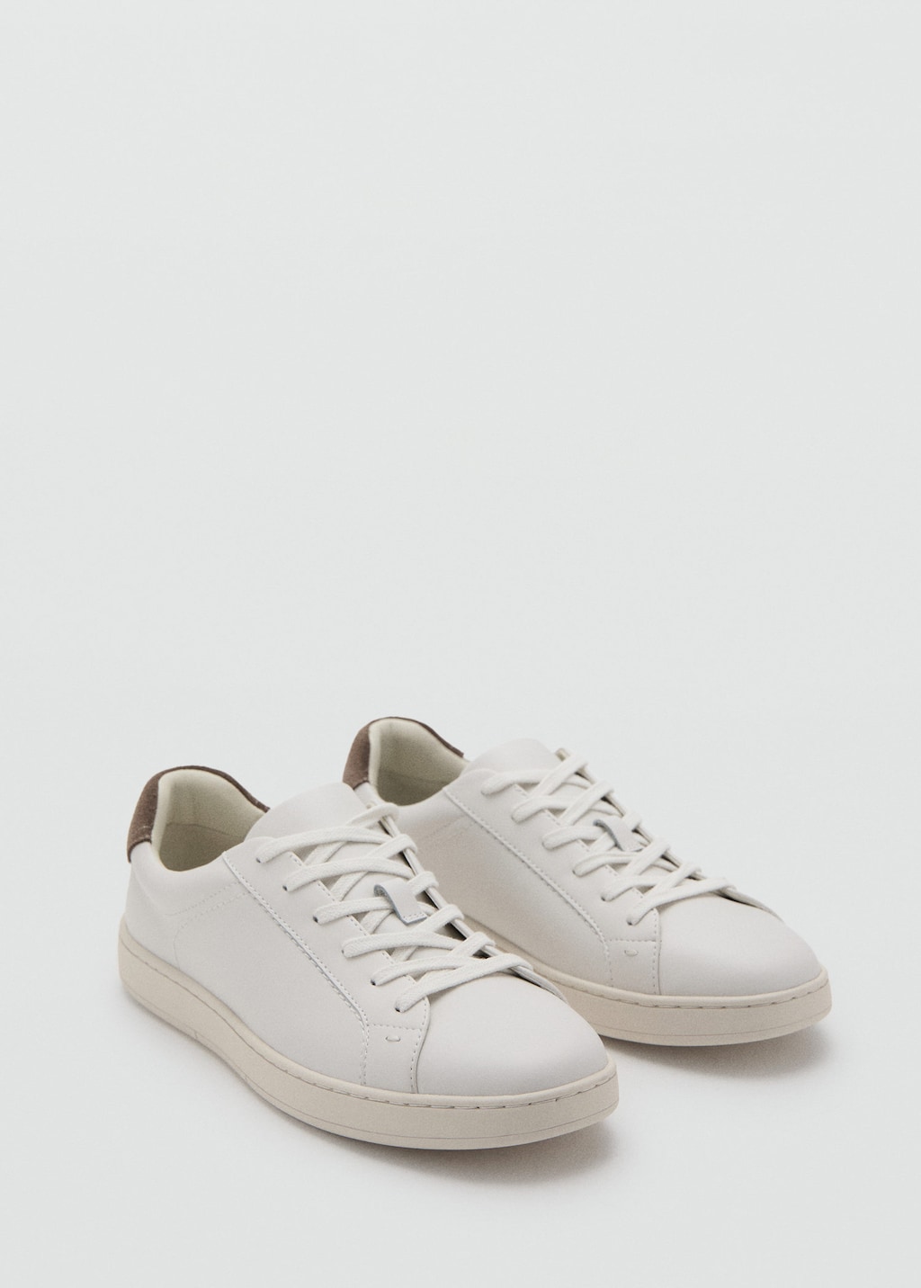 Mango Man Contrasting Panel Leather Sneakers White