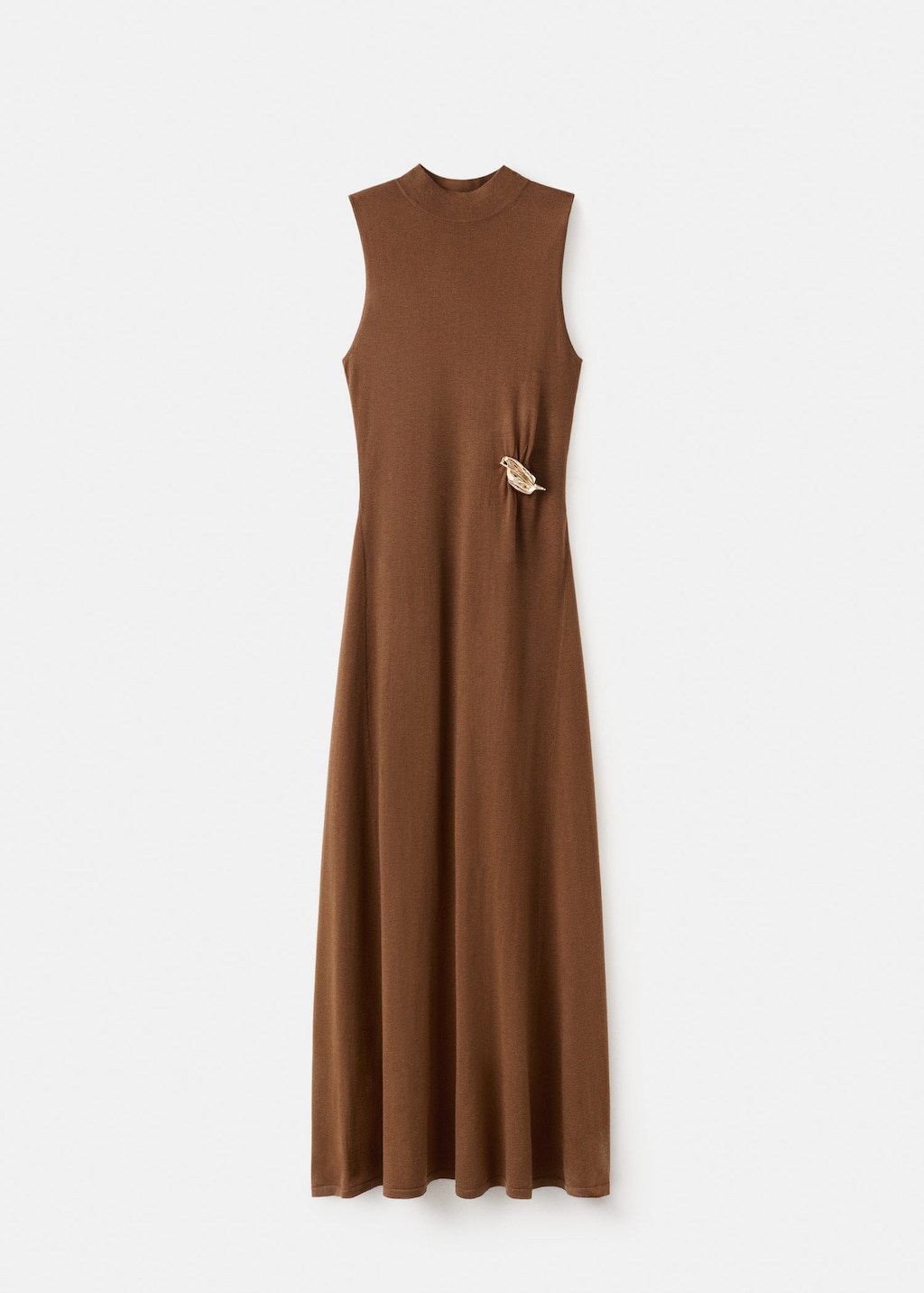 Mango Knitted Dress With Metal Detail Caramel In Brown