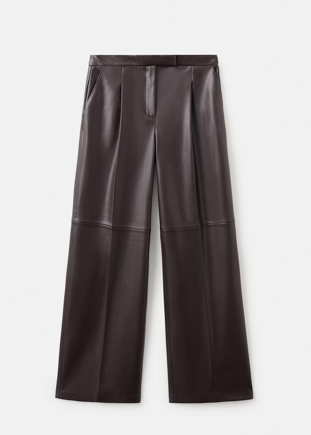 Mango Wide-leg Faux-leather Trousers Chocolate In Brown
