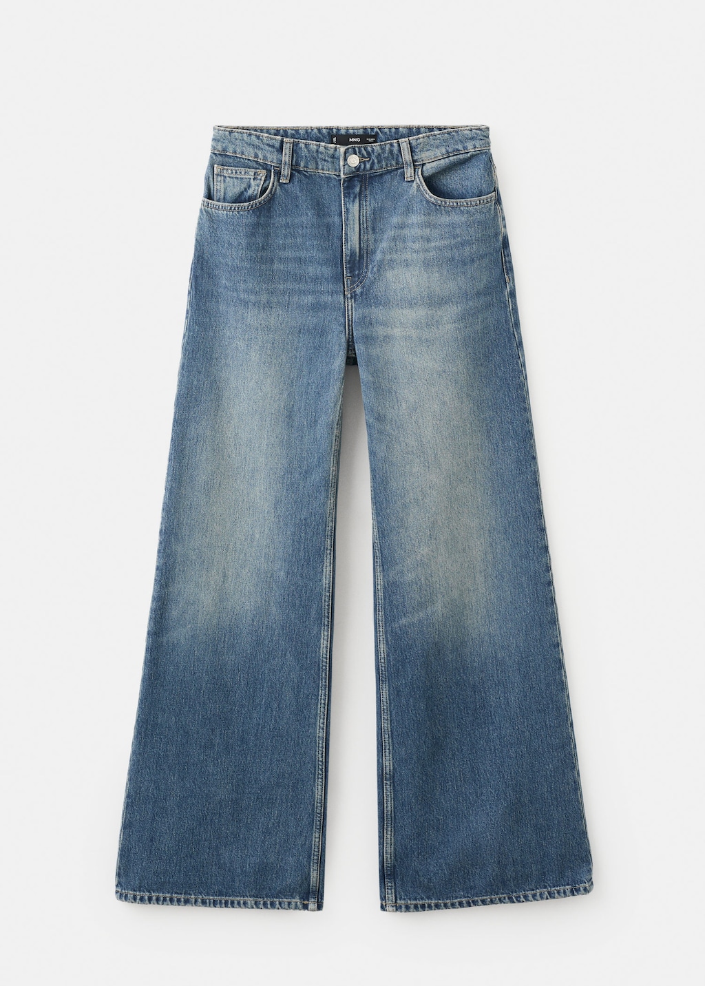 Mango High-waisted Wide-leg Jeans Dark Blue