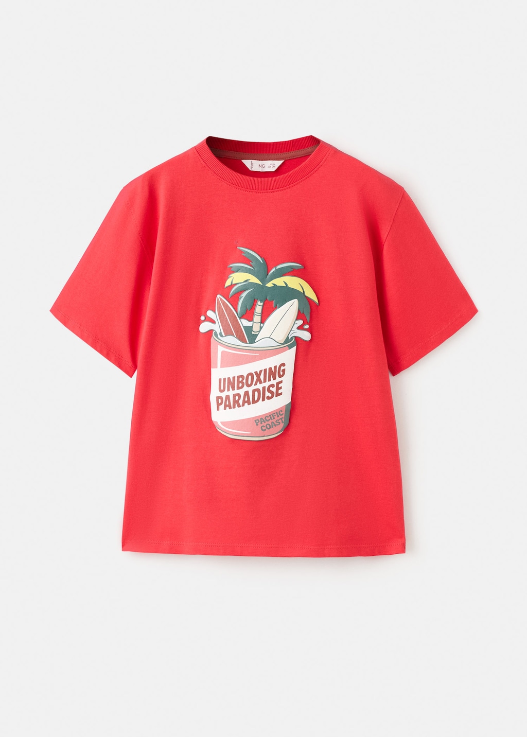 Mango Kids' Palm Print T-shirt Red