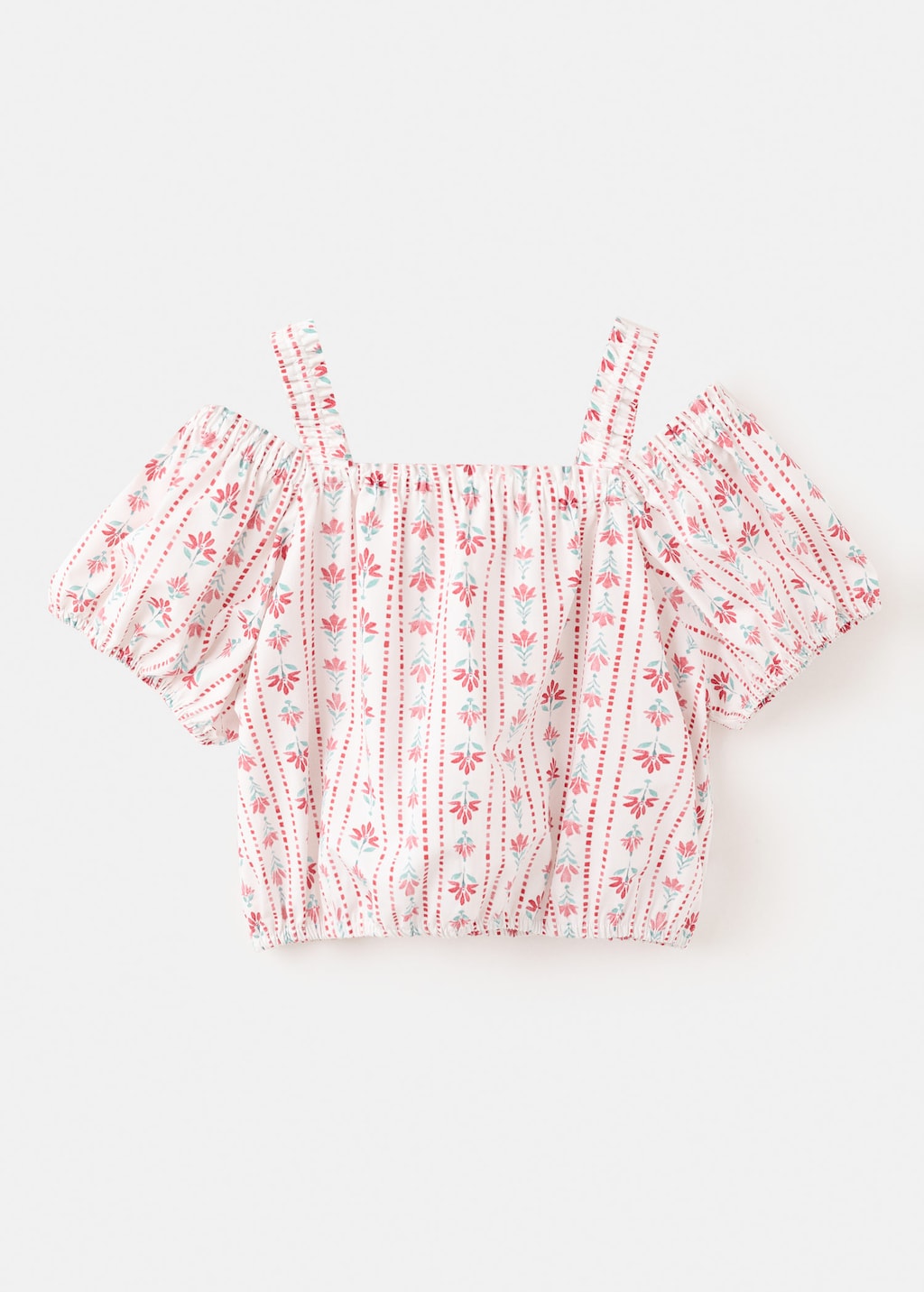 Mango Kids' Floral Print Blouse Red In Pink