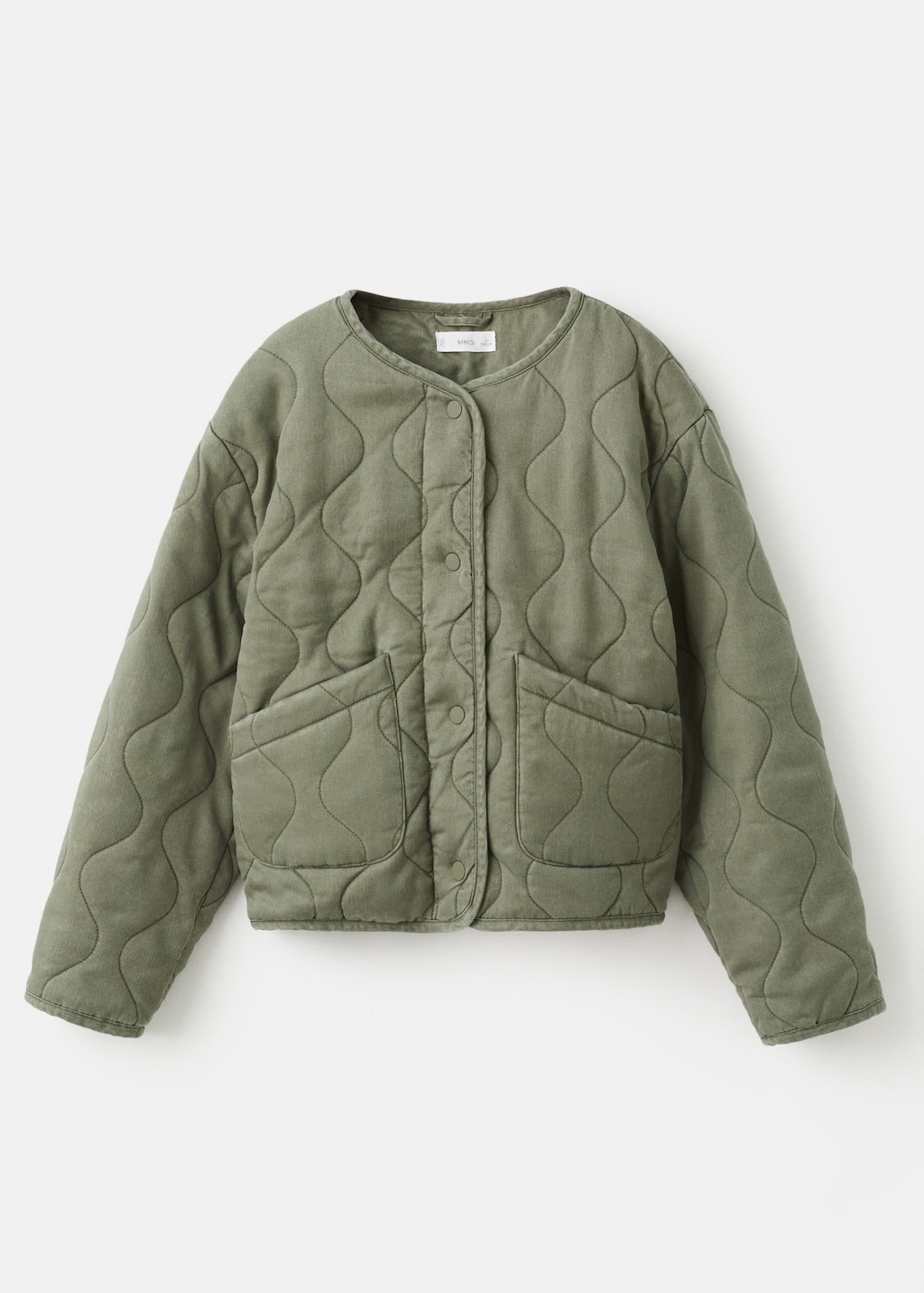 Mango Kids' Padded Lyocell Jacket Khaki In Green
