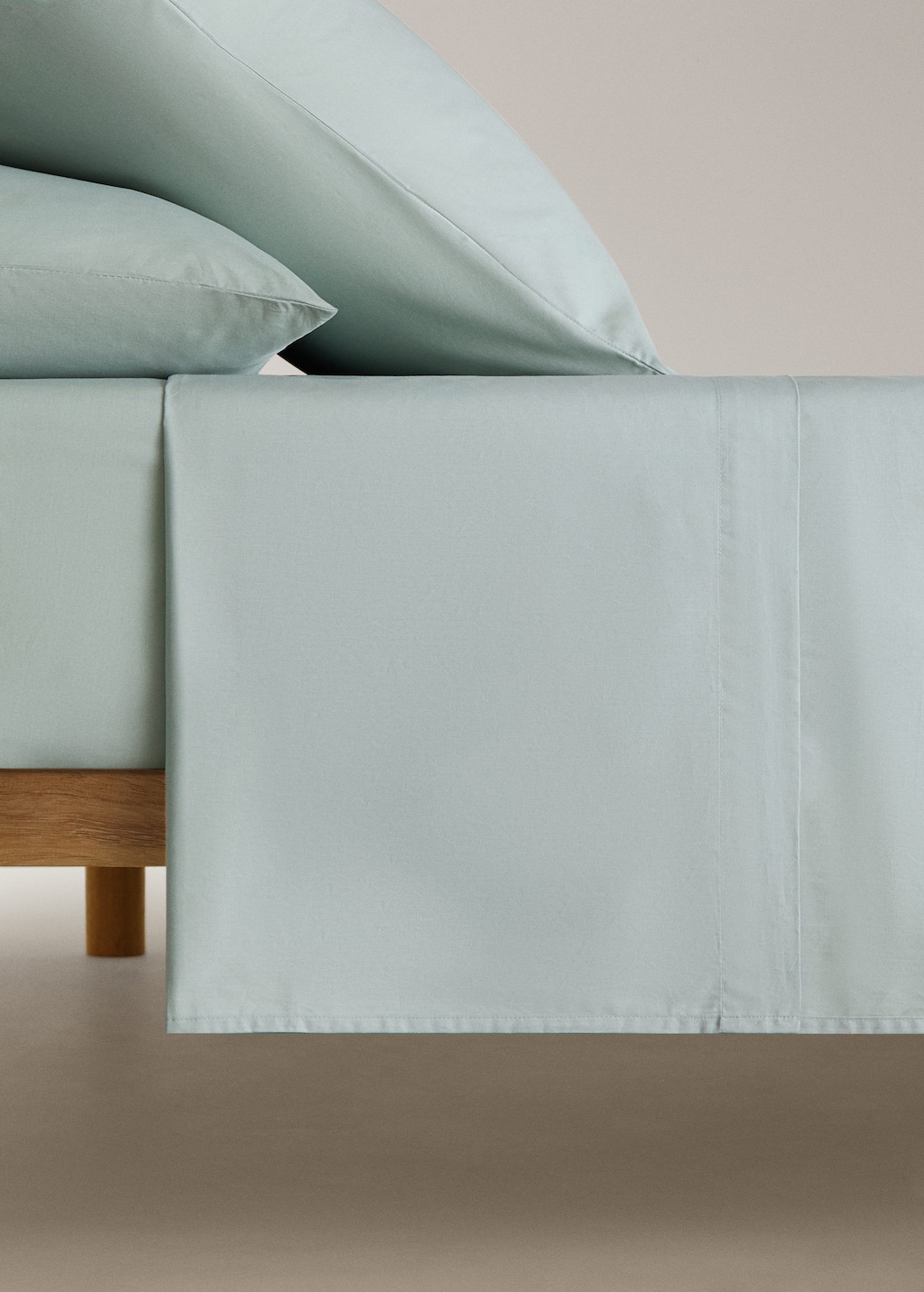 Mango Drap Plat Percale De Coton 200 Fils Lit 150/160 Cm Vert D´eau - Home - Lit 150/160 Cm -  Home