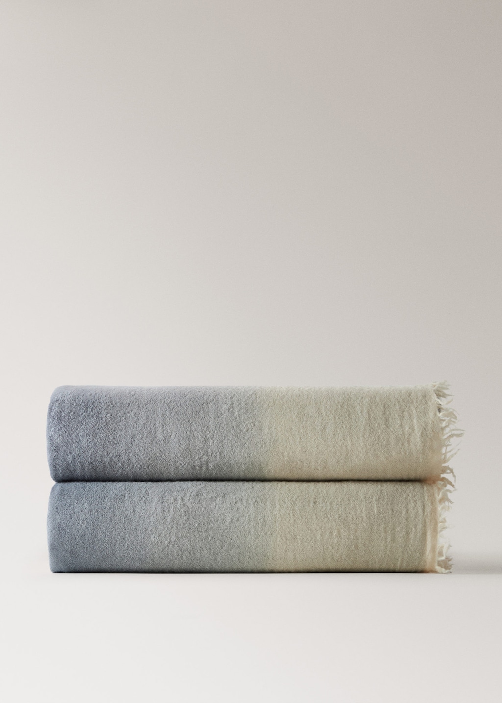 Mango Frayed Wool Blanket With Ombre Design Indigo Blue In Neutral