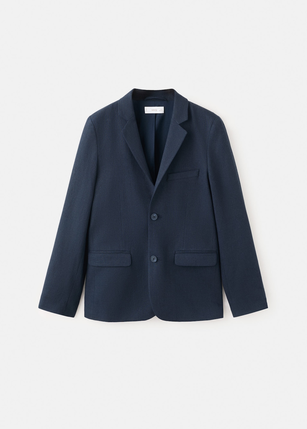 Mango Kids' Classic Linen Jacket Navy In Blue