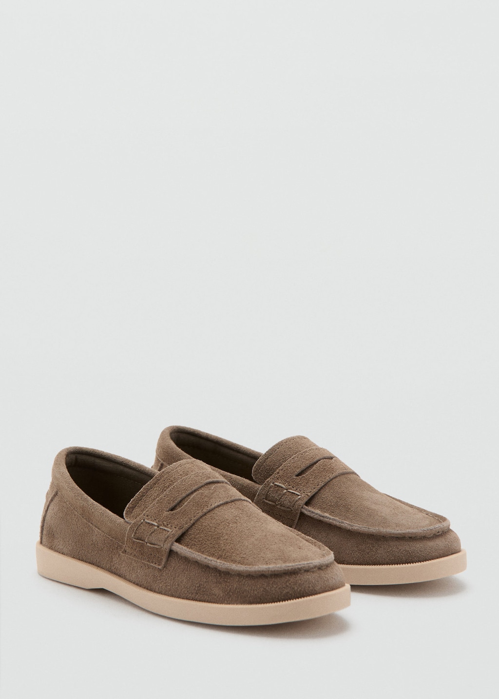 Mango Kids' Leather Loafers Sand In Brown