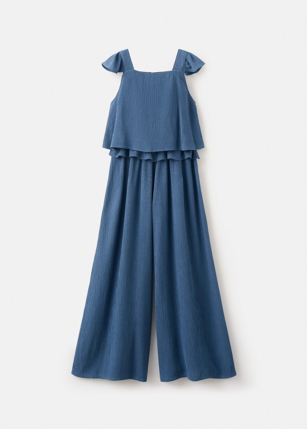 Mango Kids' Frilled Long Jumpsuit Navy In Blue