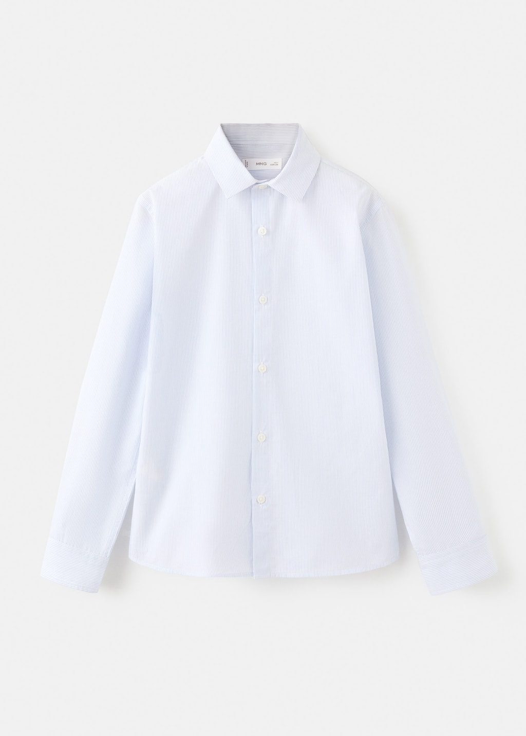 Mango Kids' Striped Cotton Shirt Sky Blue