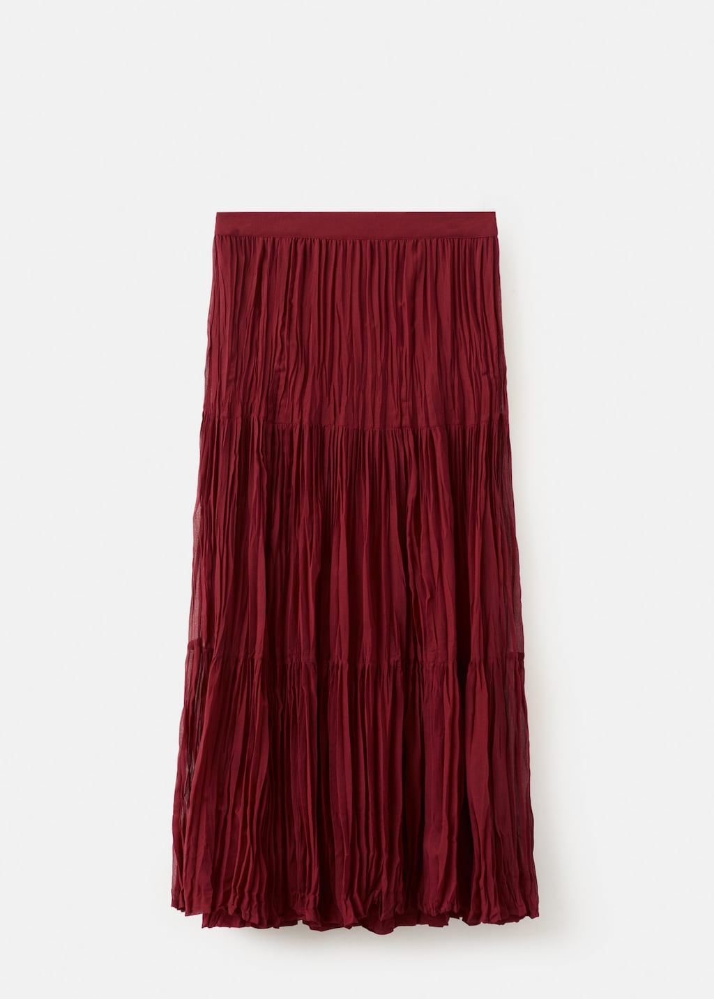 Mango Flowy Long Skirt Red In Burgundy