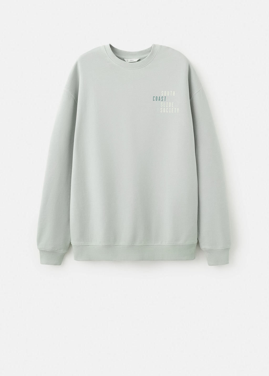 Mango Printed Cotton Sweatshirt Aqua Green In Gray