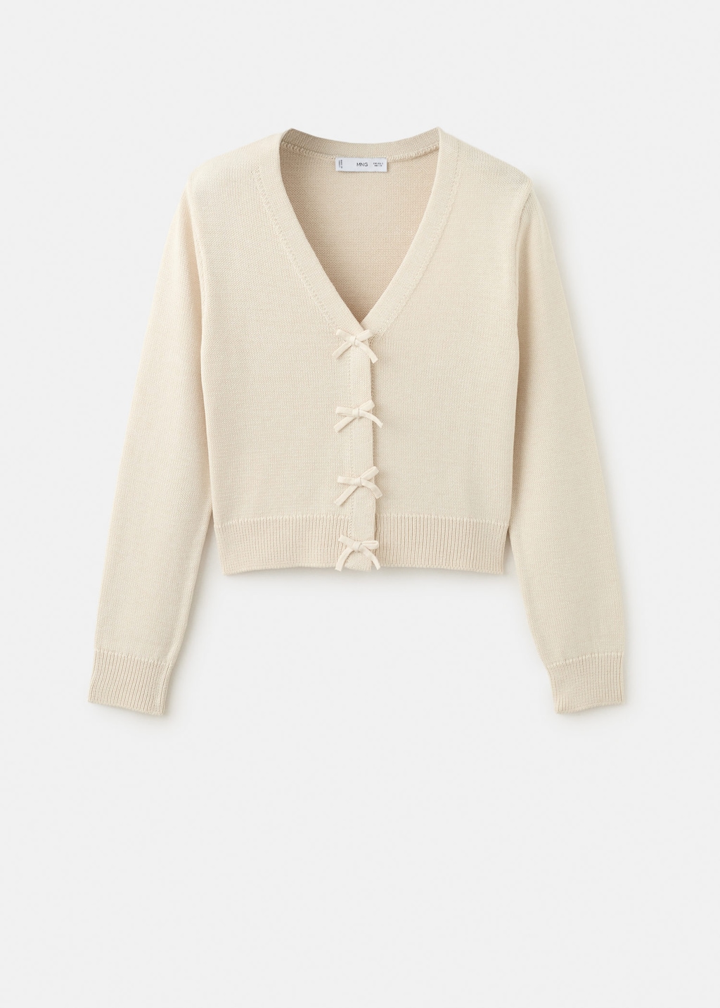 Mango Knitted Cardigan With Ties Ecru In Neutral