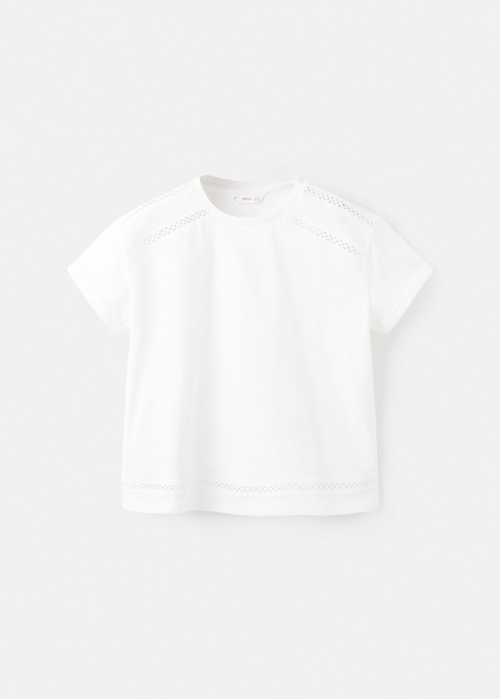 Mango Kids' Openwork Details T-shirt Off White