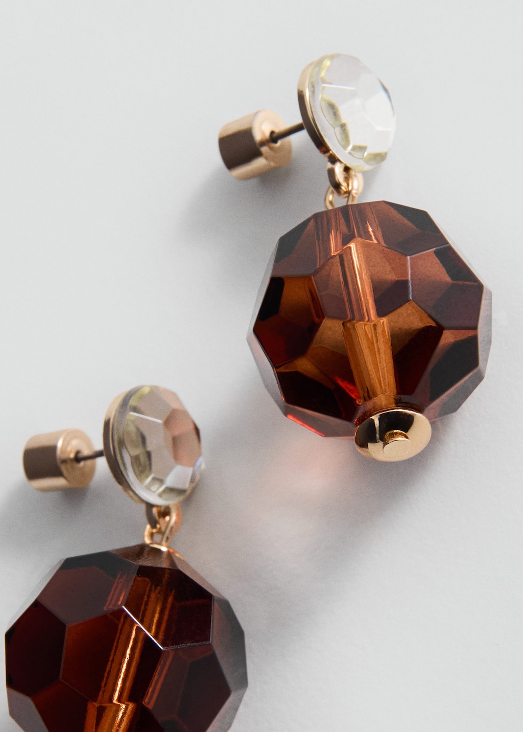 Mango Combined Bead Earrings Brown