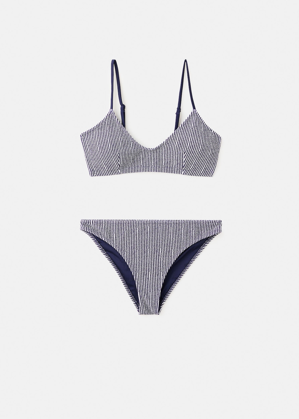 Mango Classic Striped Bikini Bottoms Navy In Blue