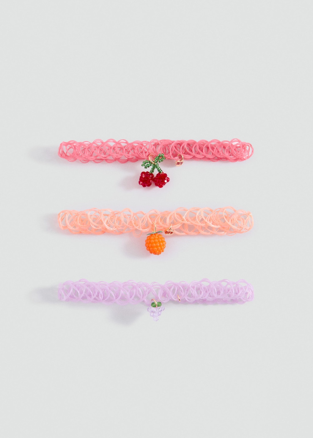 Mango Kids' Pack Of 3 Chokers Lilac In Multi