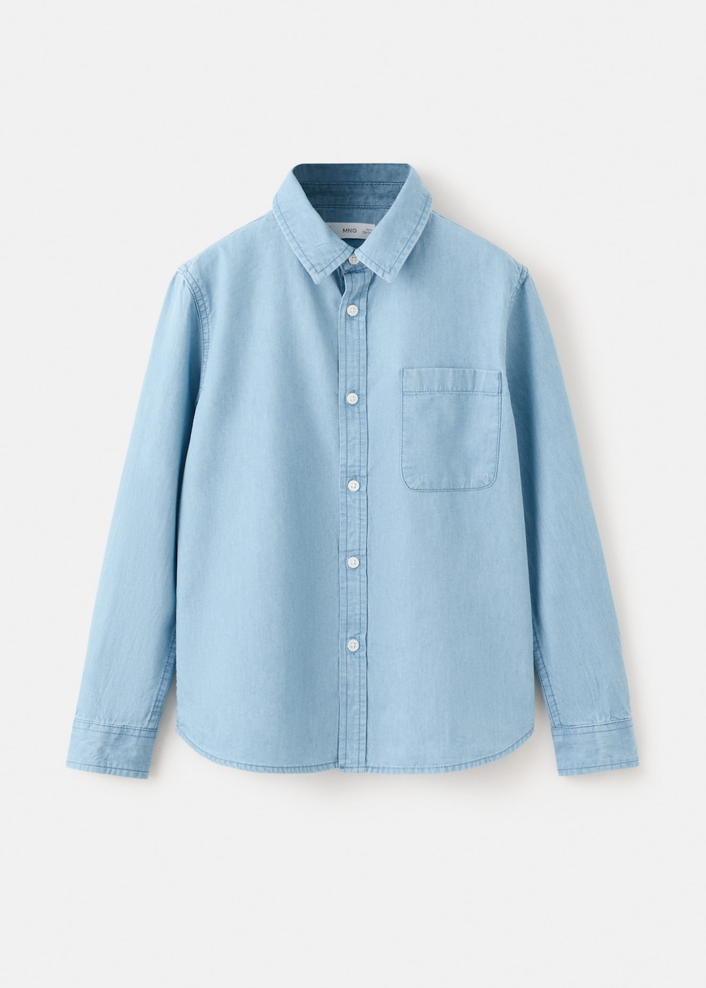 Mango Kids' Cotton Denim Shirt Light Blue