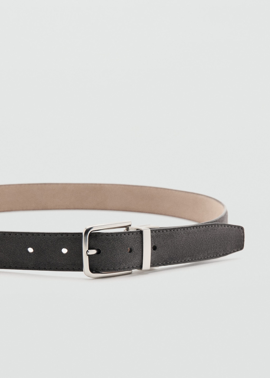 Mango Reversible Suede Leather Belt Sand In Black
