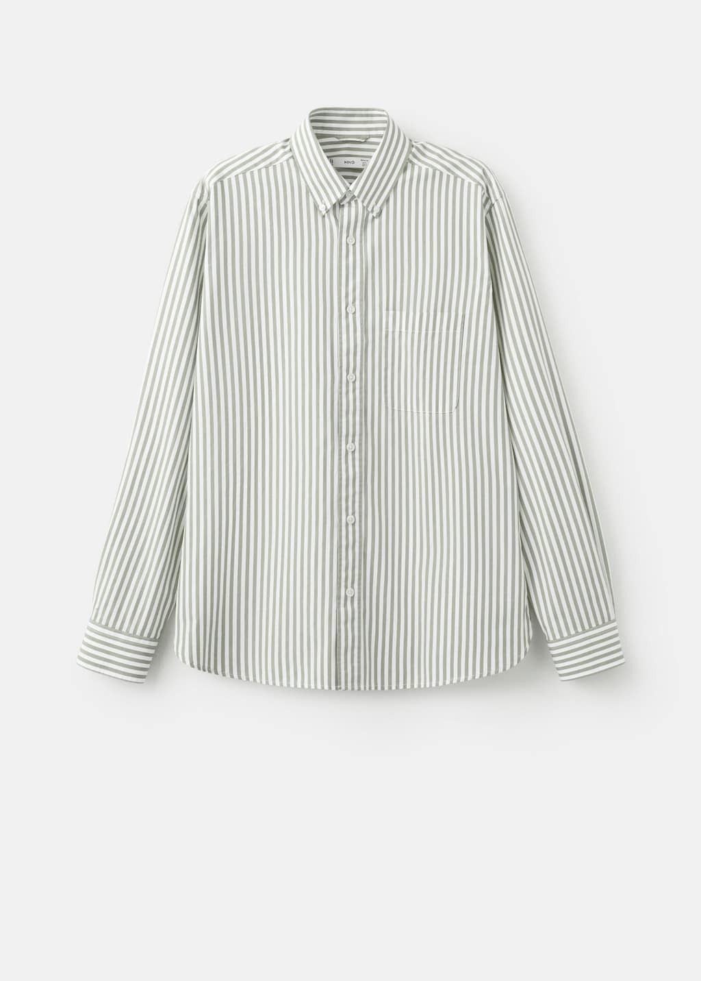 Mango Regular-fit Striped 100% Cotton Shirt In Pastel Green