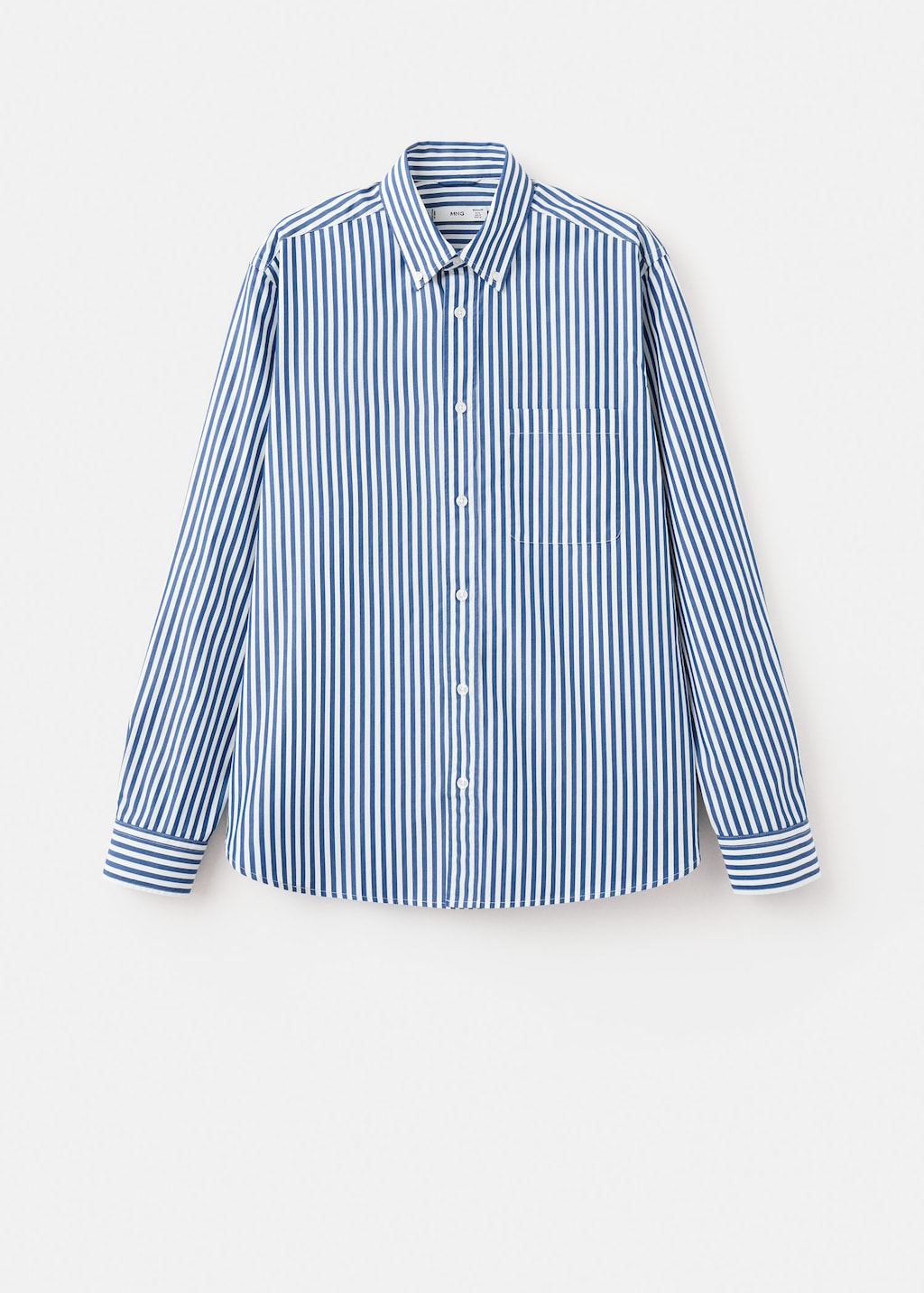 Mango Regular-fit Striped 100% Cotton Shirt In Vibrant Blue