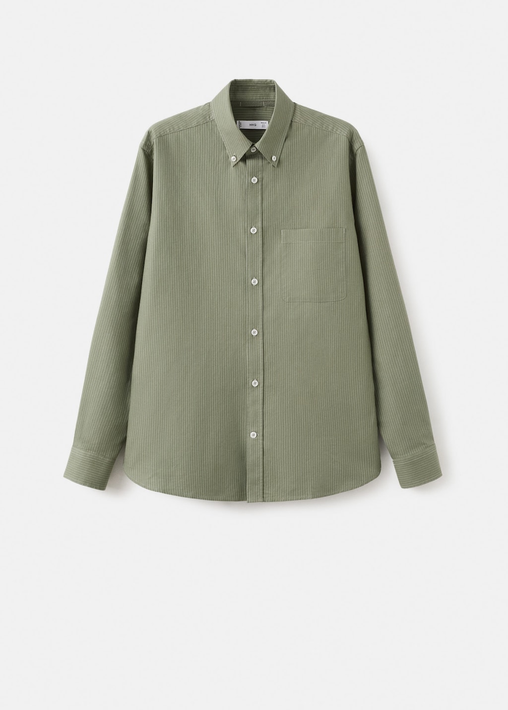 Mango Oxford Shirt, Regular Fit, 100% Cotton, Striped Green