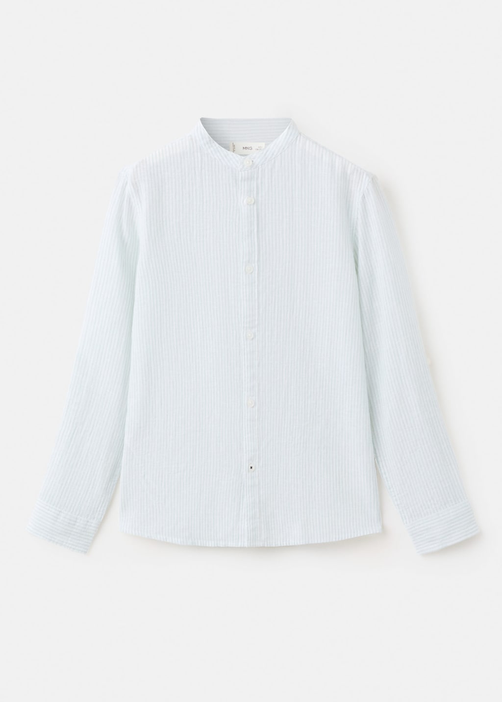 Mango Chemise Lin Rayée Vert Pastel - Enfants - 11 -  Kids In White