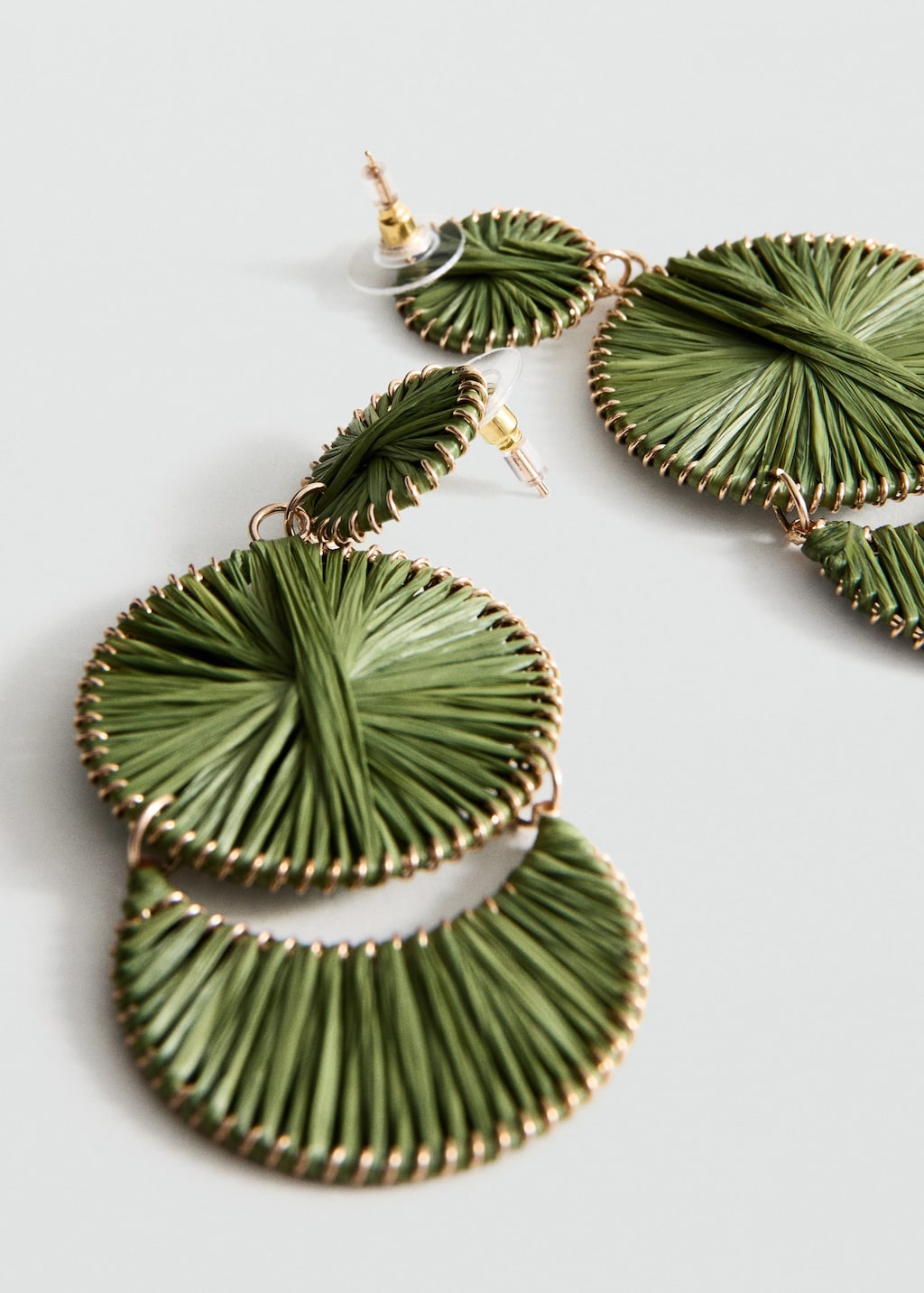 Mango Boucles D'oreilles Pendantes Design Circulaire Vert Pastel - Femme - Taille Unique -  In Gold