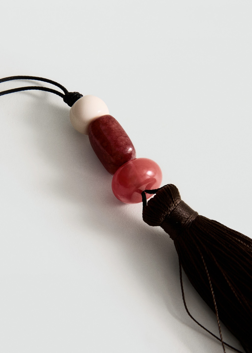 Mango Collier Perles Franges Marron - Femme - Taille Unique -  In Black